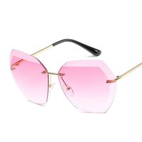 2021 New Brand Fashion Designer Rimless Sunglasses Women Ove...