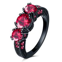 Vintage Elegante zirconi matrimonio all'ingrosso rosso rubino diamante Anelli Per le ragazze le donne nere pieno d'oro regalo di compleanno la madre del partito dell'anello del Anel