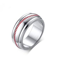 Spinner Baseball Anillos para hombres 8MM Stainless Steel Men's Jewelry Anillos de amistad Male Boy Team Sports Accessories Ring Size 8-12