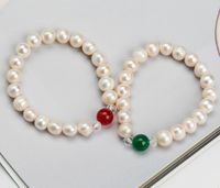 9-10mm sötvattenspärla nära mode röd agat freshwater pearl braceletecklace fabrik direkt grossist pris valentines dag specialpris