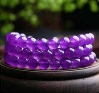 Естественный фиолетовый воды вафельные шарик браслет Хранитель любовь Кристалл темно-фиолетовый женщин браслет 12 мм