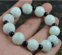 Natural Grade A Jade Jadeite Lotus Jade Beads 13mm Bracelet ...