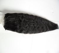 Grube Yaki Micro Bead Remy Human Hair 100g Kinky Proste Natural Włosy Loop Micro Ring Real Hair Extensions Bundles 100s 10 "-26"
