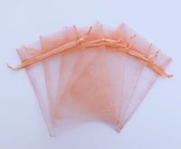 100 stks Perzik Roze Organza Bruiloft Favorist Gift Candy Sheer Tassen Sieraden Pouch