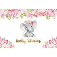 Compre Baby Shower Elefante Chica Telon De Fondo Impreso Flores