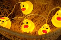 Mini Yellow Duck LED String Light Glow Indoor Outdoor Xmas Wedding Party Battery Operated LEDs Fairy Lights Warm White D2.5