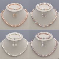 8-9mm Natural Akoya Cultured Pearl Necklace + Armband + Oorbellen Sieraden Set Verkoper Informati
