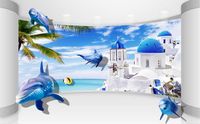 Custom Photo Wallpaper KTV Aegean 3d Dolphin Stereo TV Backg...