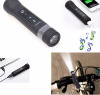 Altoparlante Bluetooth USB ricaricabile Bicicletta LED Flashlight Music Player Torcia Lampada bici ciclismo luce con Power Bank