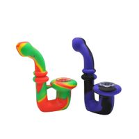 U-Shaped Portable Hookahs Silicone Smoking Pipes Dry Herb Unbreakable Water Percolator Bong 12.5 Cm VS twisty glass
