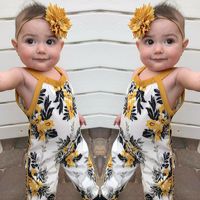 Butik Yaz Bebek Kız Giysileri Tam Bodysuit Bebek Yaz Bebek Tulum Çiçek Baskı Sling Rompers Bebek Çocuk Giyim 1819