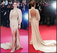 2020 Oscar Red Hot tapis Celebrity robes de soirée Gaine col montant Illusion dentelle Appliqued Haut de Split Party Formal Robes Keyhole Backless