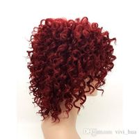 African American Afro Kinky Curly Short Wigs for Black And White Women Rihanna Hairstyle Burgundy Red Pelucas Perruque Afro Perucas 1179A