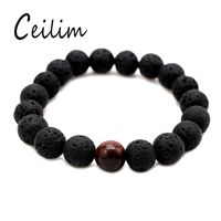 Newest Design High Quality Black Lava Stone Jewelry Lava Rock Beads Charms Stretch Energy Yoga Gift Romantic Couple Lover Bracelets 2018