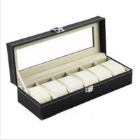 6 Grid Jewelry Watch Collection Display Storage Organizer Leather Box Case Storeage Accessories