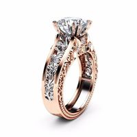 Embossment Flower diamond Ring contrast color Engagement Wedding Ring women rings fashion jewelry will and sandy gift