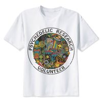 Atacado - Voluntário de Investigação T-shirt Homens Slim Funky Impressão Colorida Trippy Camiseta Masculina Vintage Tshirt Cruio Top Top Tees