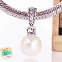 Elegante Schönheit Anhänger weiße Perle Cear CZ passt für DIY Armband Original 100% 925 Sterling Silber Perlen Großhandel 390393P