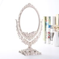 Espelho de maquiagem de lados duplos 360 graus rotating mesa de mesa espelhos retrô Europeu estilo oval beleza cosmética espelho de vaidade