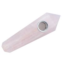Natürliche rosa Rosenquarz-Pfeife-Kristallsteinobelisk-Stab-Punkt-Zigarren-Großhandelsrohre mit Metallfilter