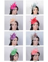 Nuovo design fashion Sinamay Cappello da sposa con fascinator con fiori di piume per matrimonio, festa, chiesa e Kentucky Derby