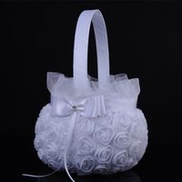 2018 Wedding Ceremony Party Love Case Satin Bowknot Rose Flower Basket for Women Girl DIY Home Decoration Storage Bag Container