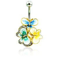 Fashion Belly Button Rings Stainless Steel Barbell White Rhi...