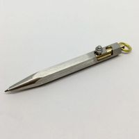 1 pcs feitos à mão mini arma em forma de caneta de aço inoxidável, sólido bolso portátil metal pingente caneta de esferográfica autodefesa