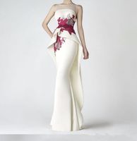 Elegante Bordados Flores Mancha sereia Vestidos 2020 Nova Vestido De Festa do pescoço da colher mangas Custom Made Prom Dresses Hot