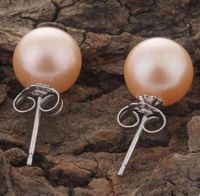 9-10mm ronda Natural mares del sur Rosa perla pendientes 925 accesorios de plata