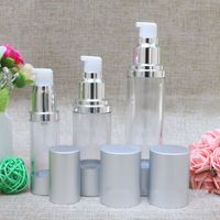 Havasız kozmetik krem ​​pompa kapları, pompa ile losyon krem ​​vakum şişeleri, Mat gümüş havasız pompa şişe F569