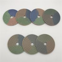 Üç Renk Izgara Şekli Elmas Parlatma Pedi Islak 4 Inç 100 MM Granit Parlatma Aracı Açı Öğütücü Lehçe Pedleri Taş Parlatma Diskleri
