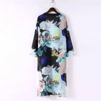 Mulheres Boho Impresso Chiffon Shawl Long Kimono Cardigan Tops Cobrir Blusa Tops Drop Shipping Jn.1
