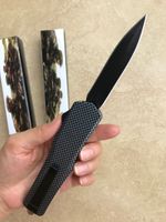 Venta al por mayor de fibra de carbono patrones cuchillo automático (4 tipos de estilos) vástago ligero robusto resorte hoja negra táctica cuchillo plegable