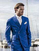 Toptan Fiyat Takım Elbise Zarif Kraliyet Mavi Slim Fit Balo Parti Yemeği Parti İş Erkekler Moda Tasarım Custom Made