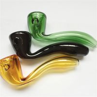 Cucharas de vidrio DHL Tubo de fumar tabaco Mini quemador de aceite de vidrio de alta calidad Bongs romos para hierba seca Longitud 9.5cm
