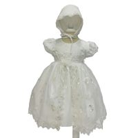 Высокое качество Baby Bartism платье для младенческих девочек, вышивка из слоновой кости, вышивка в органзах Первое причастие Детские платья с шляпой Bebe Vestido