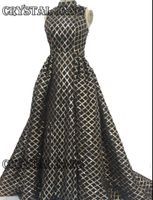 Arabisch Abendkleider Echt Bild Nixe-Kleid mit abnehmbarem Zug Schwarz und Gold Nahen Osten