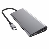 Multifonctionnel 8 en 1 USB-C Hub USB 3.0 Triple HDTV Audio Carte SD TF lecteur RJ45 Adaptateur Ethernet pour MacBook Tablet