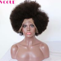 Brezilyalı İnsan Saç Tam Dantel Peruk Pluffy Afro Kısa Bakire Saç Dantel ön Peruk Siyah Kadınlar için Bebek Saçlı Afro Kinky Kıvırcık