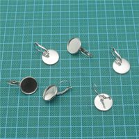 100pcs Stainless Steel French Ear Hook with 8-25mm Round Setting Tray for Glass Cabochons DIY Earring Finding