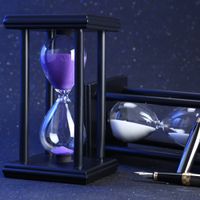 60 분 8.06 인치 다채로운 모래 시계 모래 시계 모래 시계 타이머 나무 프레임 크리 에이 티브 선물 현대 가정 장식 장식품