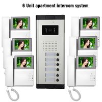 6 Unidade Apartamento Video Porta Phone Intercom System 4.3 "Visual Intercom para Apartamentos Doorbell Video DoorPhone Kit de interfone