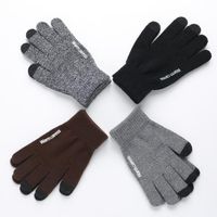 Nouveau luxe anti-dérapant capacité écran tactile gants tricotés épaissir chaud hiver conduite gants cinq doigts gants