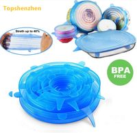6pcs set silicon stretch lids universal lid Silicone food wr...