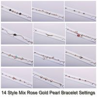 14 Arten Perle Armband Einstellungen Zirkon Rose Gold Armbänder Für Frauen Einstellungen Montage Armband Blank DIY Schmuck DIY Geschenk