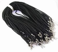 100pcs / lote 18 '' 3mm Negro PU Cuerda de cuero abrazado de cuero con cierre de langosta para joyería de bricolaje Colgante de joyería artesanal