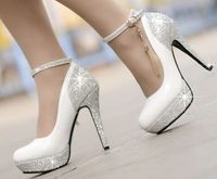 12 cm lentejuelas borla blanca impermeable taiwán zapatos de tacón alto zapatos de fiesta nupcial zapatos de boda shuoshuo6588
