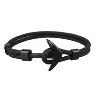 Trendy punk preto âncora charme pulseira para homens unisex handmade cadeia braceletes vintage esportes ganchos pulseiras jóias 7 cores