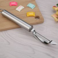 Kök gadget, multifunktionell peeler, rostfritt stål äppelskalande kniv, hushållsfrukt och grönsak liten båge typ planer.